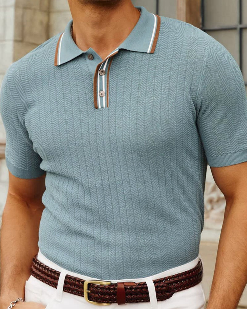 Bali Gebreide Polo Voor Heren Luxe Viscose Polyester Mix Ademend