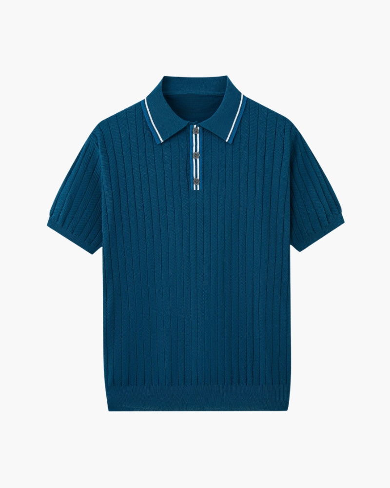 Bali Gebreide Polo Voor Heren Luxe Viscose Polyester Mix Ademend
