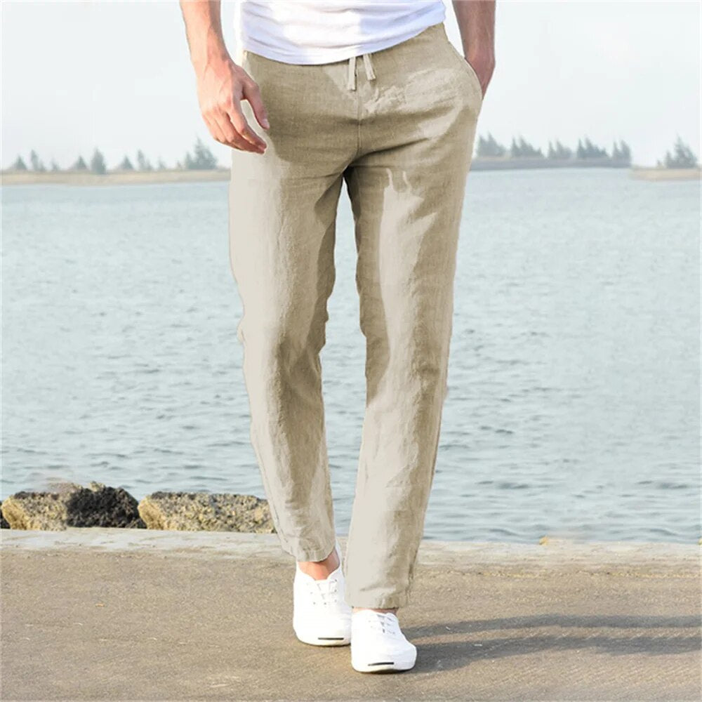 Lichte heren linnenbroek, casual en comfortabel