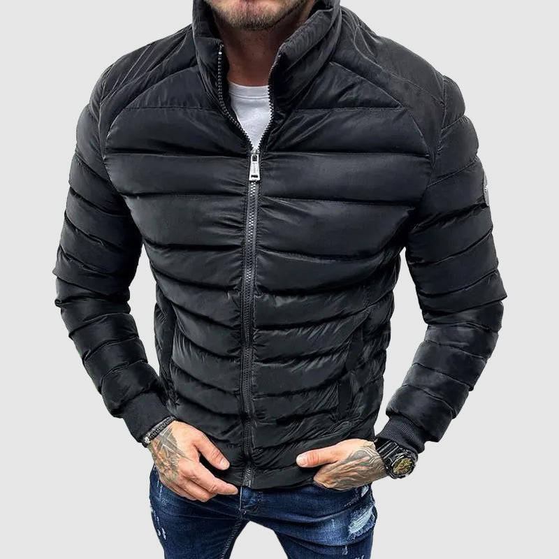 Puffer Jas Gequiltte Isolatie Hoge Kraag Sluiting Pasvorm