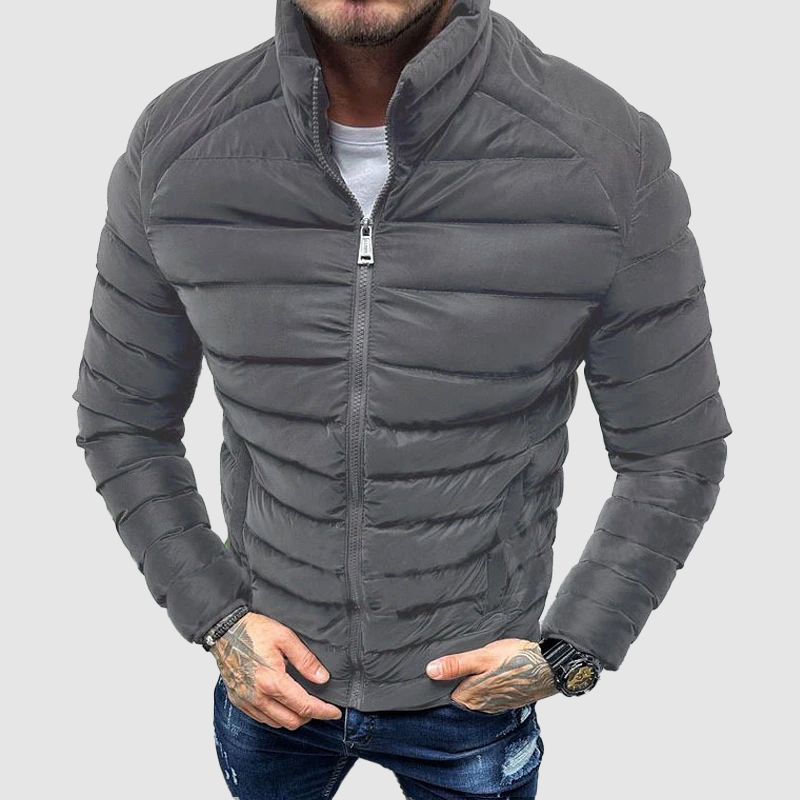 Puffer Jas Gequiltte Isolatie Hoge Kraag Sluiting Pasvorm
