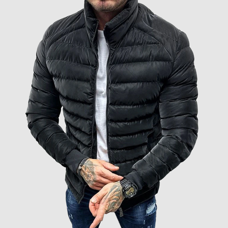 Puffer Jas Gequiltte Isolatie Hoge Kraag Sluiting Pasvorm