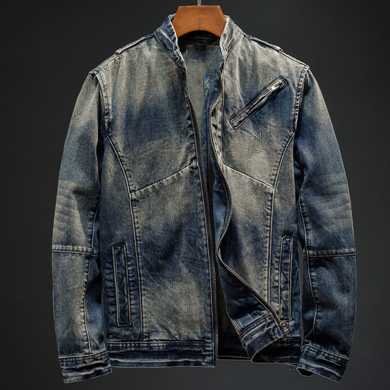 Retro Spijkerjack Voor Mannen Met Rits En Tijdloos Design Voor Casual En Outdoor Stijl