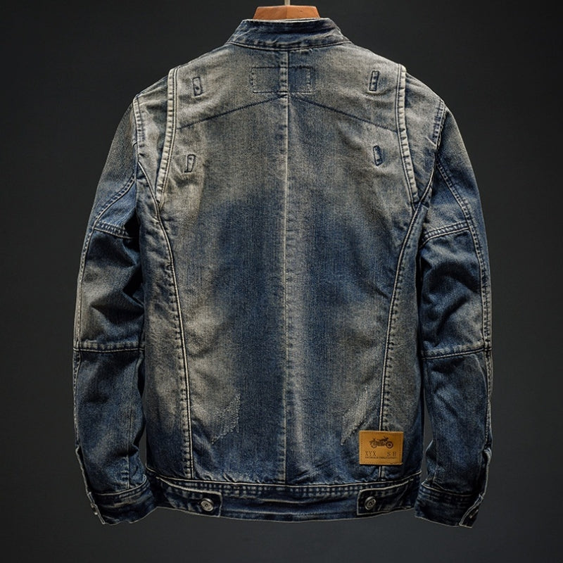 Retro Spijkerjack Voor Mannen Met Rits En Tijdloos Design Voor Casual En Outdoor Stijl