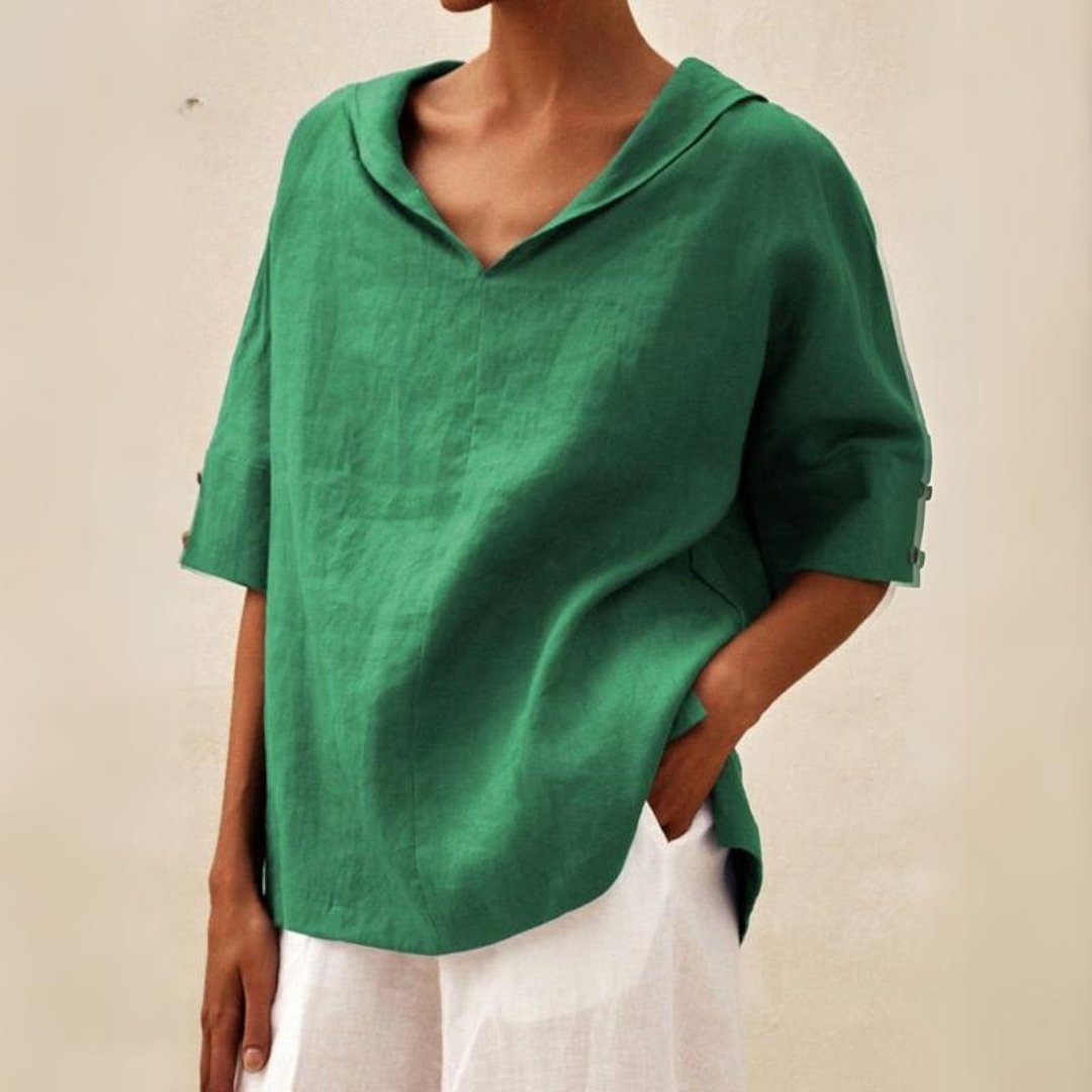 Jil Casual V-hals blouse met halve mouwen voor dames 1