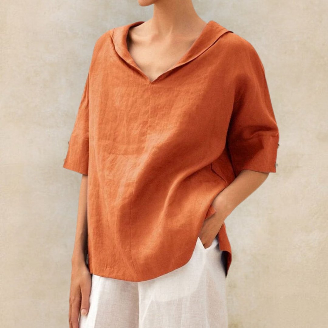 Jil Casual V-hals blouse met halve mouwen voor dames 2