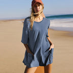 Dames Oversized Romper Zachte Katoenmix Elleboogmouw Casual Relaxed Fit Ideaal Voor Loungewear En Casual Uitjes