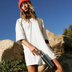 Dames Oversized Romper Zachte Katoenmix Elleboogmouw Casual Relaxed Fit Ideaal Voor Loungewear En Casual Uitjes