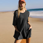 Dames Oversized Romper Zachte Katoenmix Elleboogmouw Casual Relaxed Fit Ideaal Voor Loungewear En Casual Uitjes
