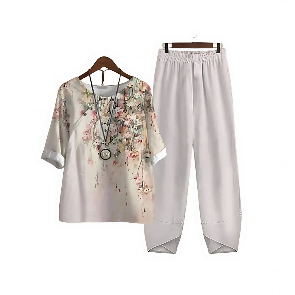 Dames Blouse en Broek Set met Print – Tweedelig Zomerpak | Luchtige, Comfortabele & Stijlvolle Outfit