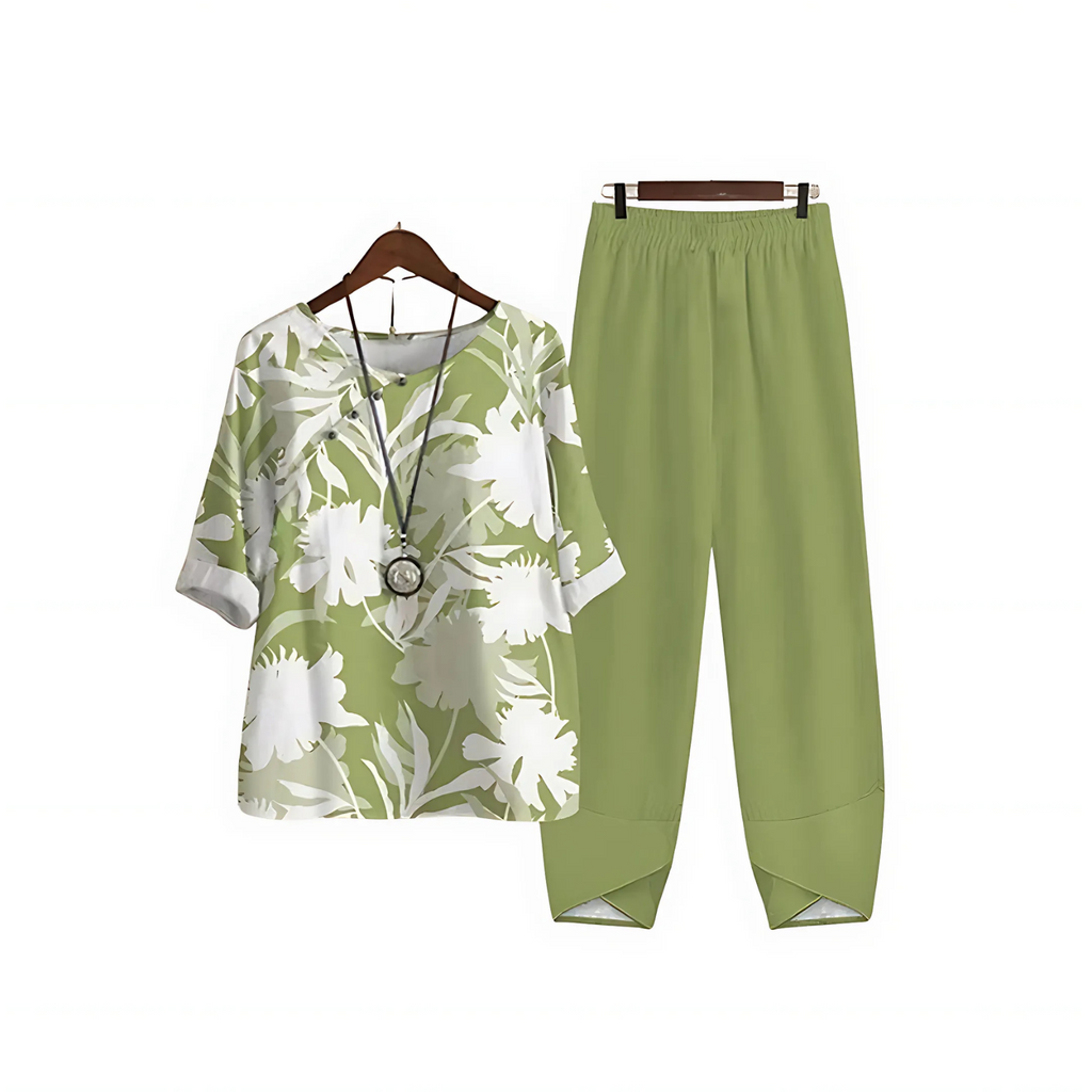Dames Blouse en Broek Set met Print – Tweedelig Zomerpak | Luchtige, Comfortabele & Stijlvolle Outfit