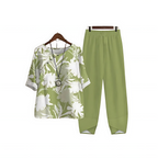Dames Blouse en Broek Set met Print – Tweedelig Zomerpak | Luchtige, Comfortabele & Stijlvolle Outfit