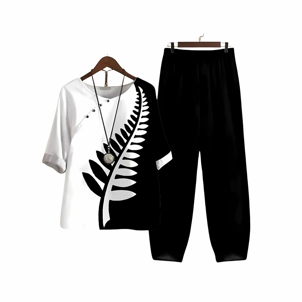 Dames Blouse en Broek Set met Print – Tweedelig Zomerpak | Luchtige, Comfortabele & Stijlvolle Outfit