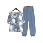 Dames Blouse en Broek Set met Print – Tweedelig Zomerpak | Luchtige, Comfortabele & Stijlvolle Outfit
