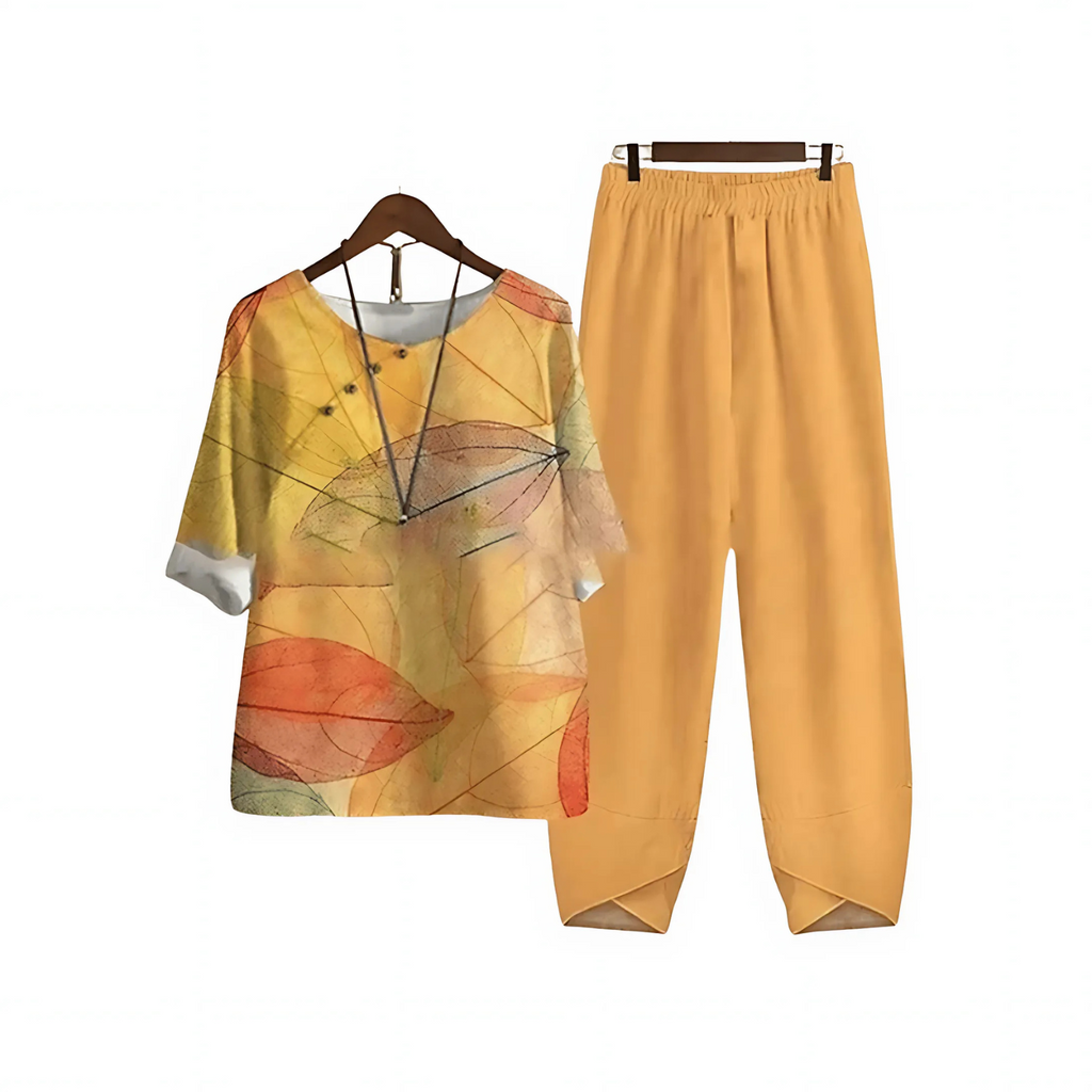 Dames Blouse en Broek Set met Print – Tweedelig Zomerpak | Luchtige, Comfortabele & Stijlvolle Outfit