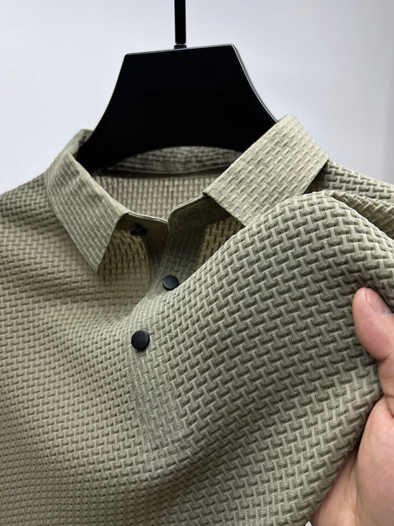 Heren Polo Blauw M Katoen Slanke Pasvorm-2