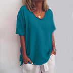 Klassieke losse blouse voor dames | korte mouwen 4