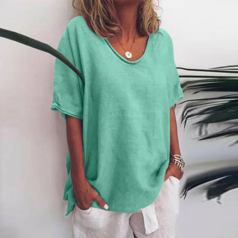 Klassieke losse blouse voor dames | korte mouwen 5