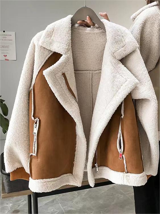 Klassieke oversized veganistische suède jas met reverskraag 5