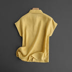 Korte Mouwen Linnen Shirt Heren met Losse Pasvorm en Ronde Hals 6