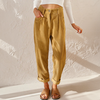 LISETTE | Casual ribbroek met elastische tailleband 0