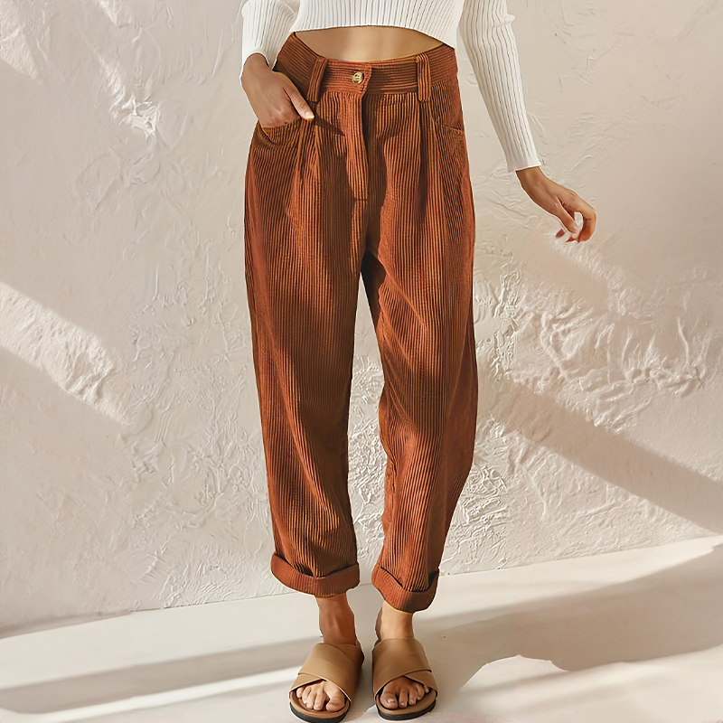 LISETTE | Casual ribbroek met elastische tailleband 2