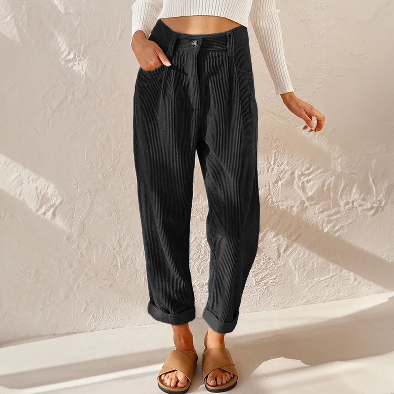 LISETTE | Casual ribbroek met elastische tailleband 3