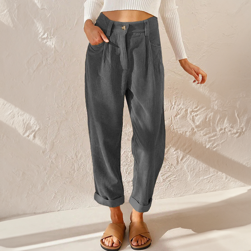 LISETTE | Casual ribbroek met elastische tailleband 4