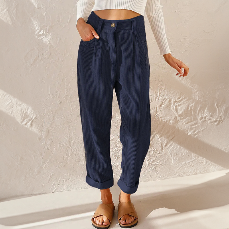 LISETTE | Casual ribbroek met elastische tailleband 5