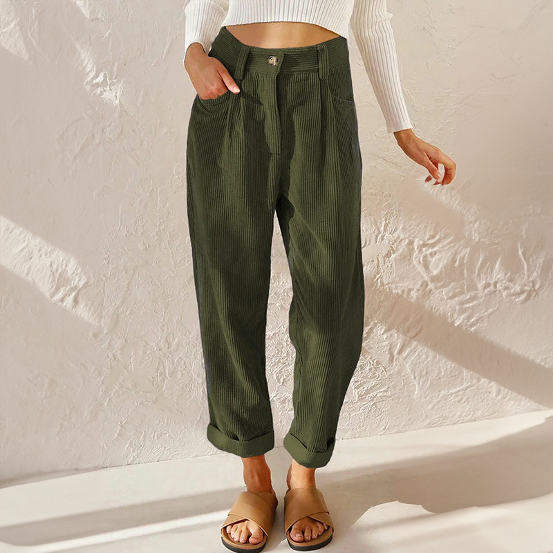 LISETTE | Casual ribbroek met elastische tailleband 6