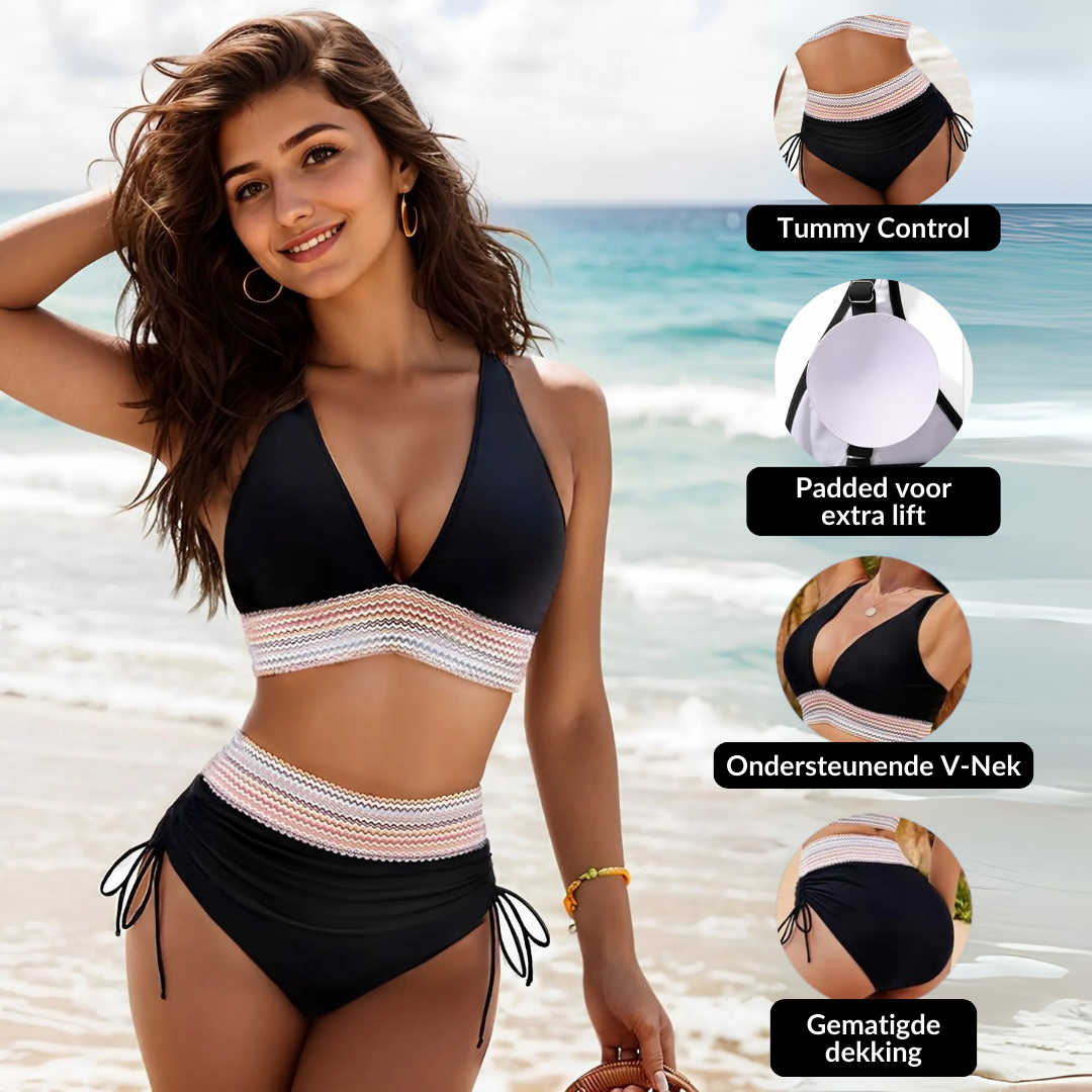 Hoge Taille Bikini Set met Buikband Controle Comfort