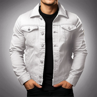 Heren Denim Jacket Met Gestructureerde Pasvorm En Klassieke Kraag Voor Casual Stijl Met Functionele Borstzakken