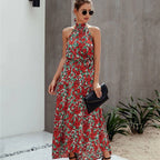 Lange Boheemse Design Jurk Rood Groen 0