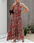 Lange Boheemse Design Jurk Rood Groen 3