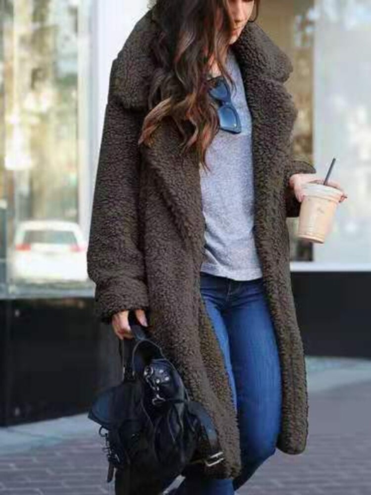 Lange Dames Jas Winter van Teddy Fleece - Warm en Stijlvol 4