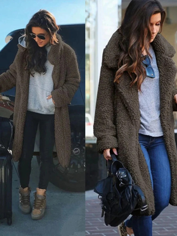 Lange Dames Jas Winter van Teddy Fleece - Warm en Stijlvol 5