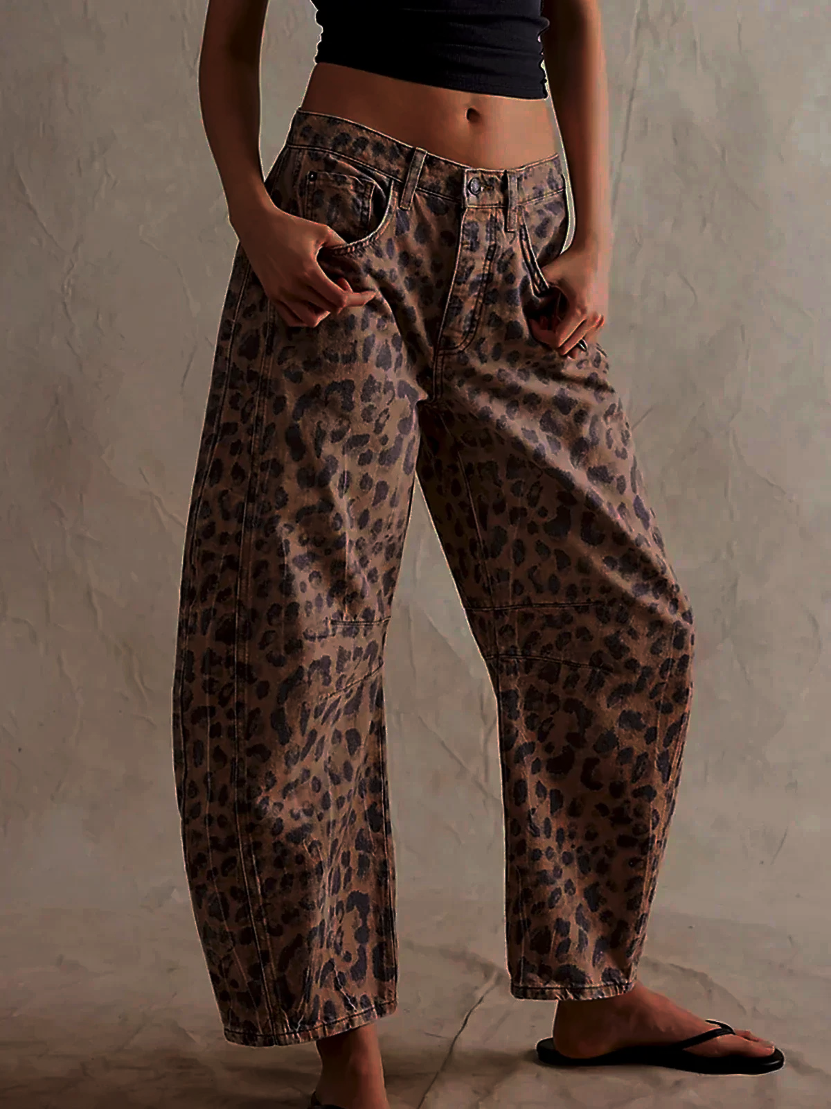 Leilani - Luipaardprint Barrel Jeans 0