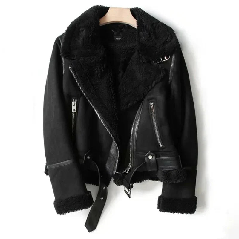 Leren Dames Jas met Sherpa Voering - Lange Winterjas voor Comfort 1