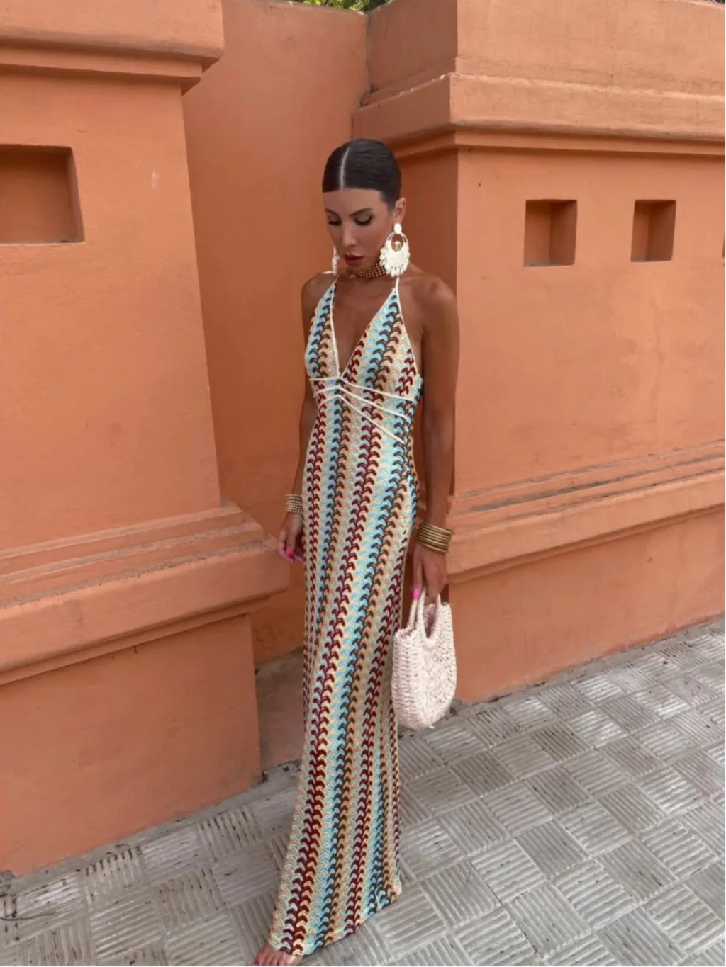 Levendige halter maxi-jurk 0