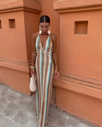 Levendige halter maxi-jurk 1