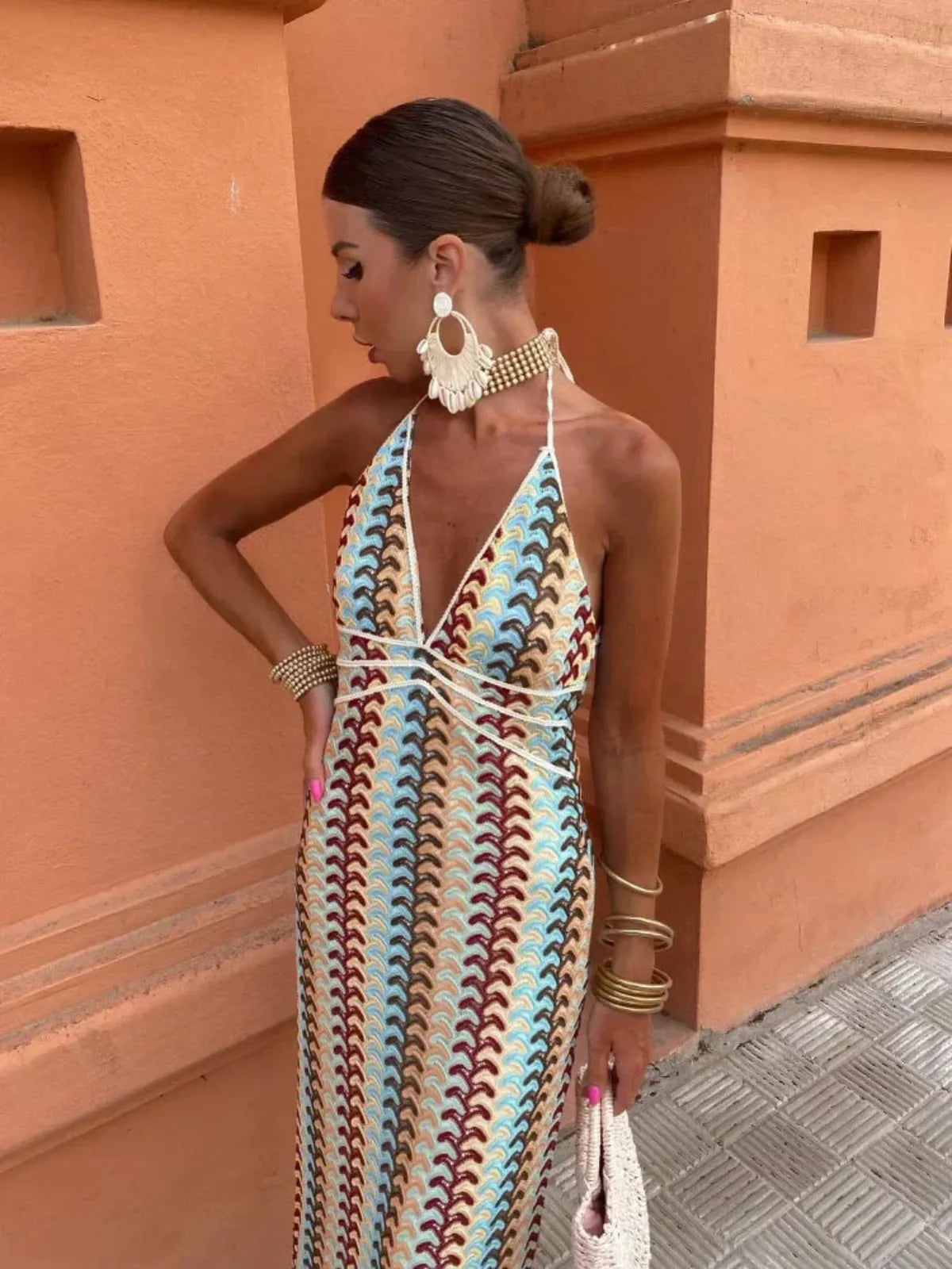 Levendige halter maxi-jurk 2