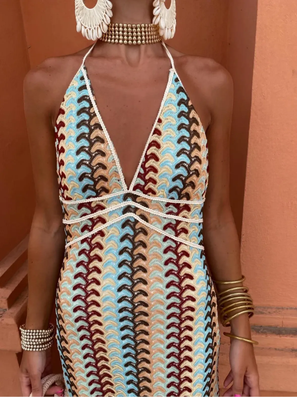 Levendige halter maxi-jurk 3