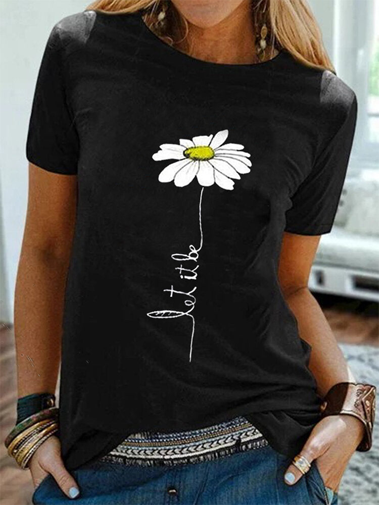 Lichtgewicht Dames T-shirt met Daisy Print - Casual Top voor Lente en Zomer 0