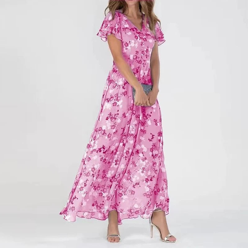 Loraina | Elegante Bloemige Chiffon Jurk 2