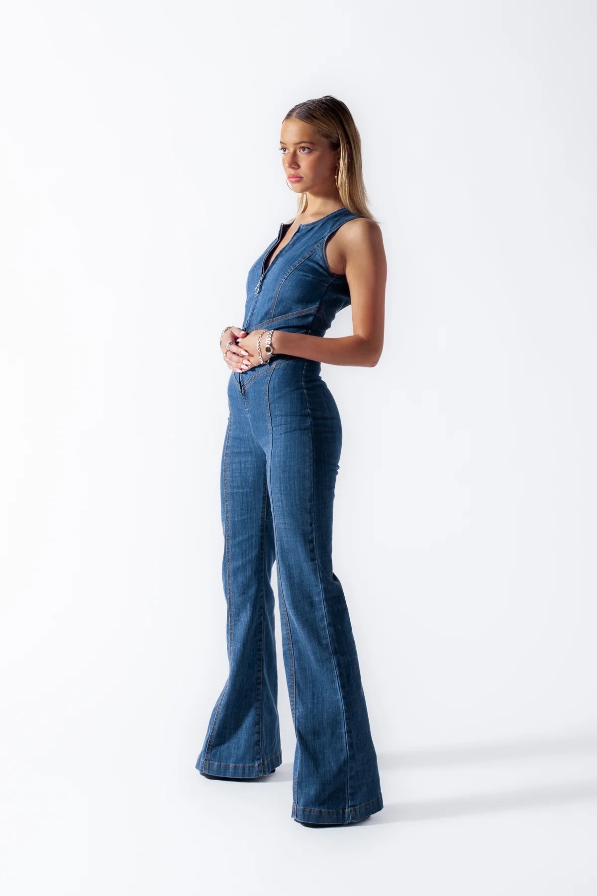 Lottie | Dames denim jumpsuit | Ritssluiting 2