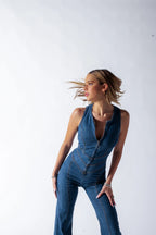 Lottie | Dames denim jumpsuit | Ritssluiting 3
