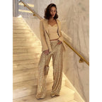 Luna Zijden Pailletten Broek Metallic Zilver of Goud - Feestelijk 0