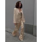 Luna Zijden Pailletten Broek Metallic Zilver of Goud - Feestelijk 5