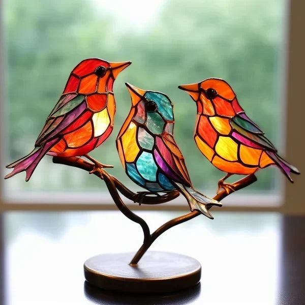 LuxeBird Elegante gekleurde glazen vogels voor een verfijnd interieur-3