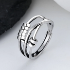 Ant-Angst-Ring van Sterling Zilver Verstelbare Spinner Ring voor Stressvermindering en Angstbeheersing, Handgemaakt, Perfect voor Vrouwen en Mannen, Comfortabele en Positieve Fidget Ring